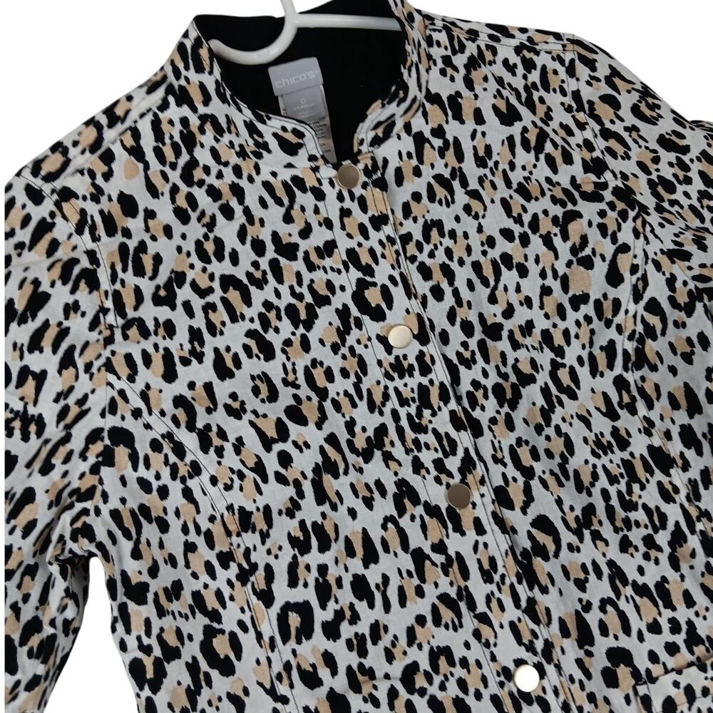 Chico's Reversible Linen Jacket Womens‎ 0 US 4/6 Leopard Print Fall Casual